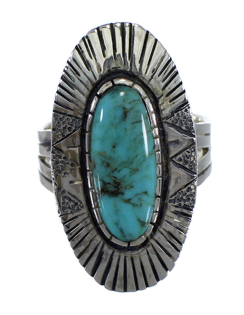 Southwestern Authentic Sterling Silver Turquoise Ring Size 6 VX56963