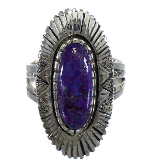 Genuine Sterling Silver And Magenta Turquoise Ring Size 5-1/4 VX56990