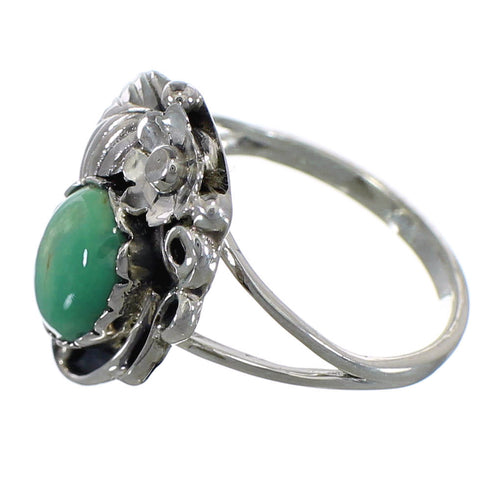 Authentic Sterling Silver And Turquoise Flower Southwest Ring Size 5-3/4 VX57144