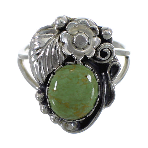 Turquoise Southwestern Sterling Silver Flower Ring Size 7-1/2 QX80924