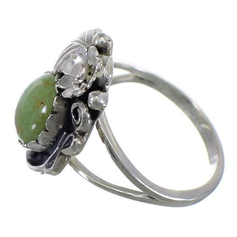 Turquoise Southwestern Sterling Silver Flower Ring Size 7-1/2 QX80924