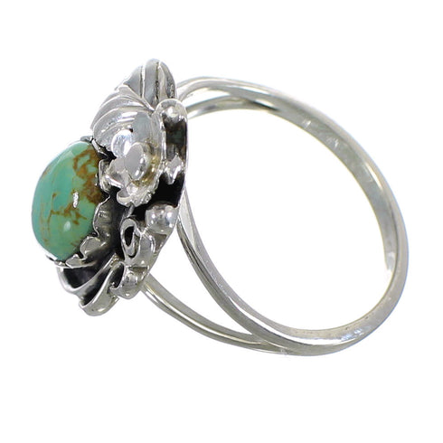 Turquoise And Authentic Sterling Silver Flower Ring Size 6-1/4 VX57159