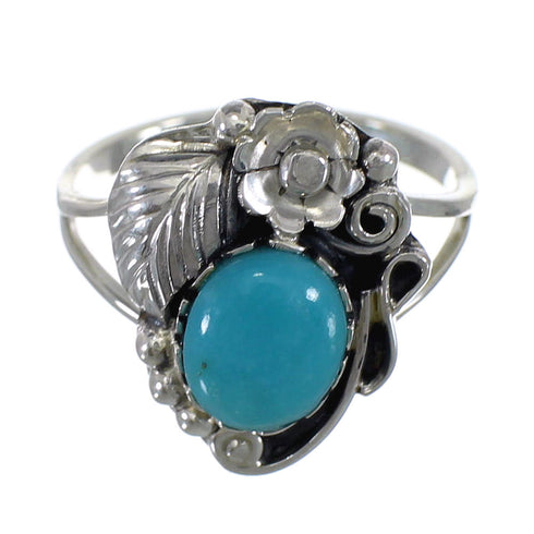 Sterling Silver Turquoise Flower Jewelry Ring Size 7-1/4 VX57181