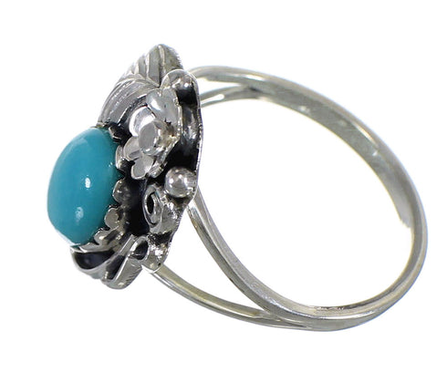 Southwest Turquoise And Silver Flower Ring Size 5 WX81378