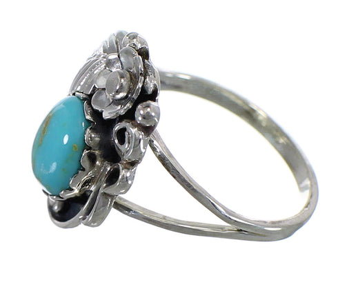 Silver Turquoise Flower Southwest Jewelry Ring Size 6-3/4 VX57197