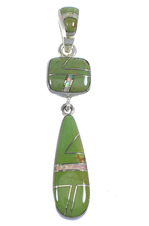 Sterling Silver Turquoise And Opal Inlay Pendant RX54501