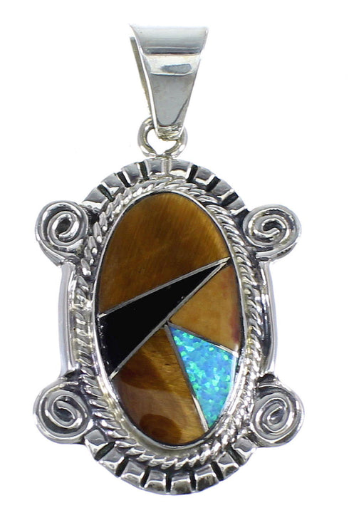 Southwest Multicolor Inlay And Sterling Silver Slide Pendant Jewelry VX55001