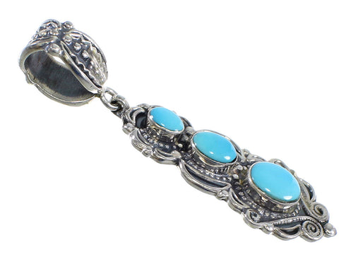 Authentic Sterling Silver And Turquoise Inlay Pendant Jewelry VX55024