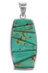 Genuine Sterling Silver And Turquoise Inlay Slide Pendant Jewelry VX55046
