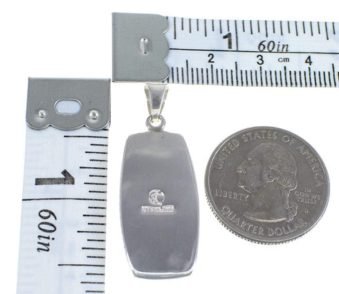 Genuine Sterling Silver And Turquoise Inlay Slide Pendant Jewelry VX55046