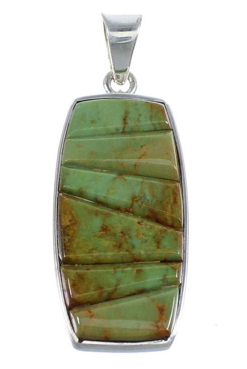 Southwestern Sterling Silver And Turquoise Inlay Slide Pendant Jewelry VX55051