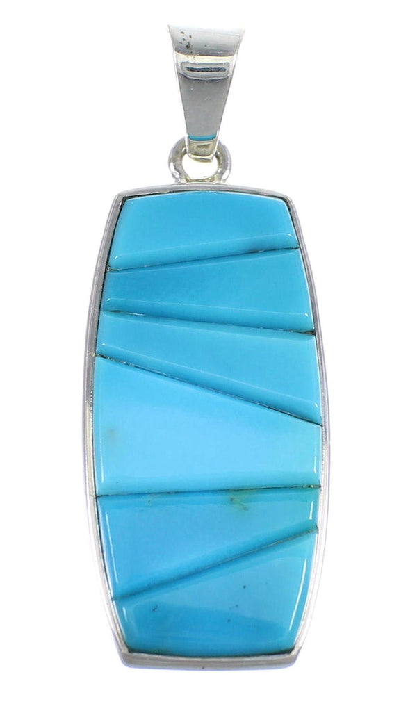 Turquoise And Genuine Sterling Silver Southwest Slide Pendant Jewelry VX55062