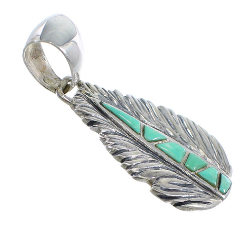 Southwest Turquoise And Silver Feather Pendant Jewelry RX54512