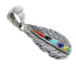 Multicolor Authentic Sterling Silver Feather Pendant Jewelry RX54515