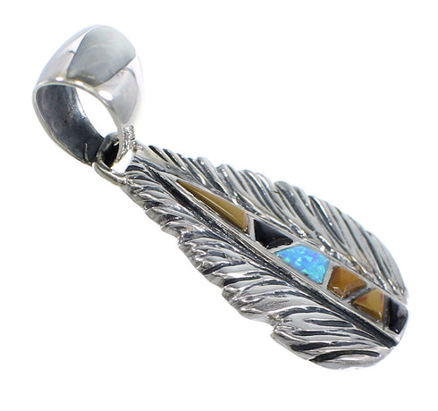 Sterling Silver Multicolor Feather Pendant Jewelry RX54516