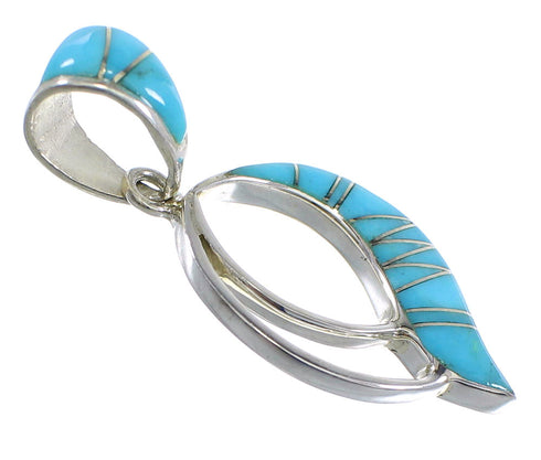 Sterling Silver And Turquoise Inlay Slide Pendant RX54525