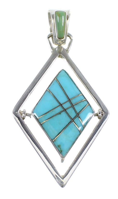 Southwestern Silver And Turquoise Reversible Pendant RX54630
