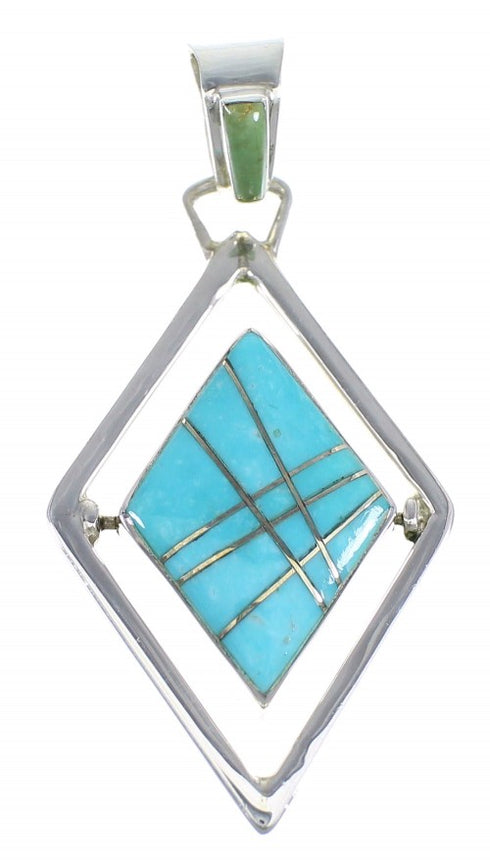 Sterling Silver And Turquoise Reversible Pendant RX54631