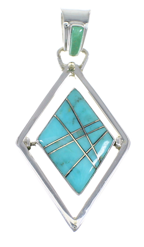 Silver And Southwest Turquoise Reversible Pendant RX54632