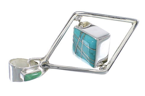 Silver And Southwest Turquoise Reversible Pendant RX54632