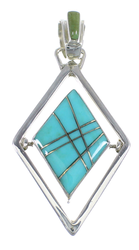 Southwest Turquoise And Sterling Silver Reversible Pendant RX54633