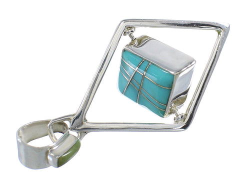 Southwest Turquoise And Sterling Silver Reversible Pendant RX54633