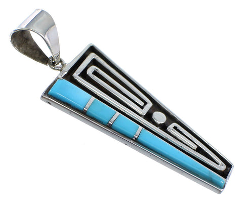 Southwestern Genuine Sterling Silver Turquoise Inlay Pendant JX54230