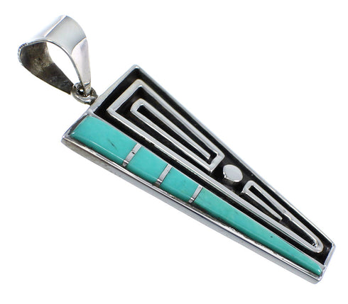 Southwestern Turquoise Inlay And Silver Jewelry Pendant JX54237