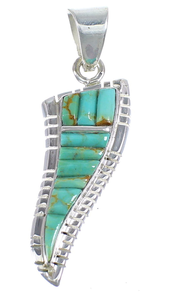 Southwestern Sterling Silver And Turquoise Inlay Slide Pendant JX54248