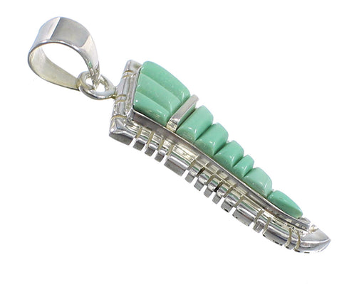 Genuine Sterling Silver And Turquoise Inlay Slide Pendant JX54258