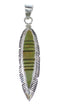 Genuine Sterling Silver And Turquoise Feather Southwestern Pendant VX55106
