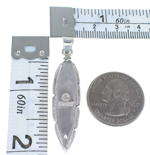 Genuine Sterling Silver And Turquoise Feather Southwestern Pendant VX55106