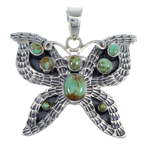 Southwest Sterling Silver And Turquoise Butterfly Pendant VX55128