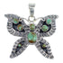 Southwest Sterling Silver And Turquoise Butterfly Pendant VX55128