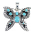 Southwest Genuine Sterling Silver And Turquoise Butterfly Pendant VX55130
