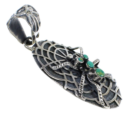 Southwest Authentic Sterling Silver And Turquoise Spider Pendant VX55135