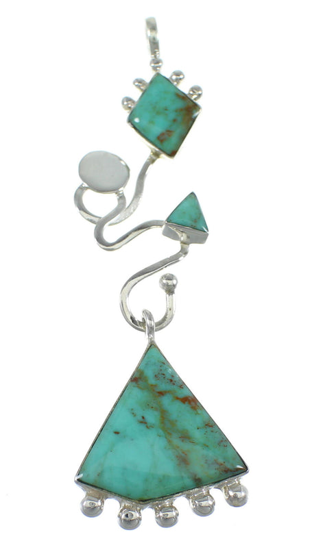 Turquoise And Sterling Silver Slide Southwest Pendant WX57877