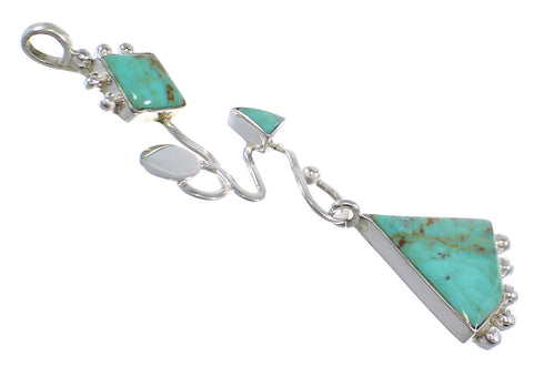 Turquoise And Sterling Silver Slide Southwest Pendant WX57877
