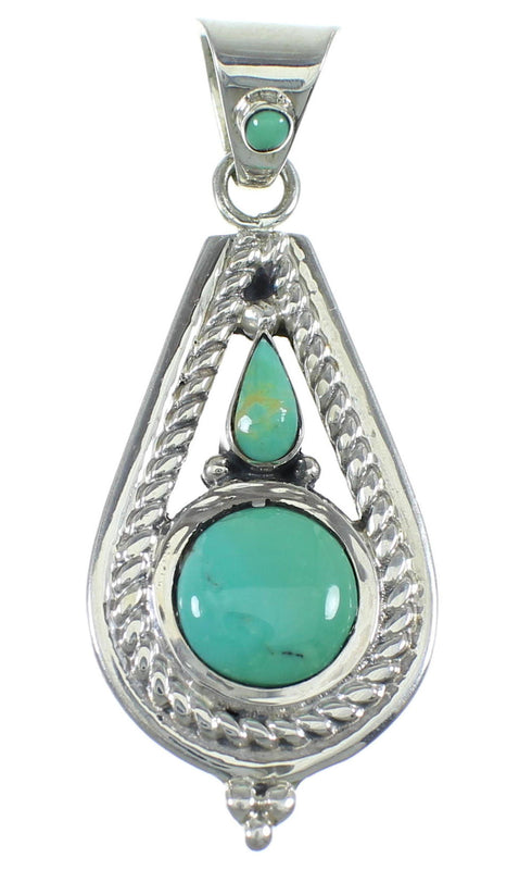 Turquoise And Genuine Sterling Silver Pendant Southwest WX57901
