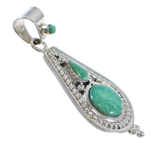 Turquoise Silver Southwestern Slide Pendant WX57904