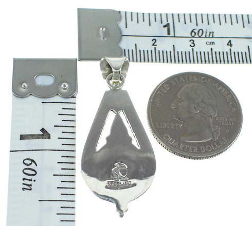 Turquoise Silver Southwestern Slide Pendant WX57904