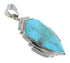 Turquoise Inlay And Authentic Sterling Silver Southwestern Pendant Jewelry VX55314
