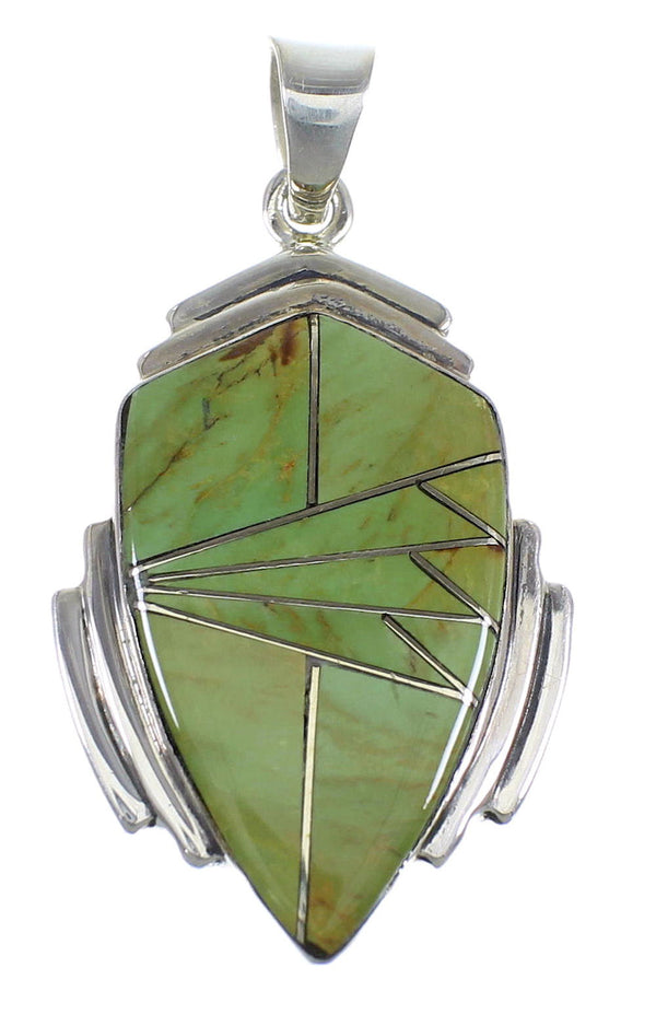 Turquoise Inlay And Genuine Sterling Silver Southwestern Pendant VX55316