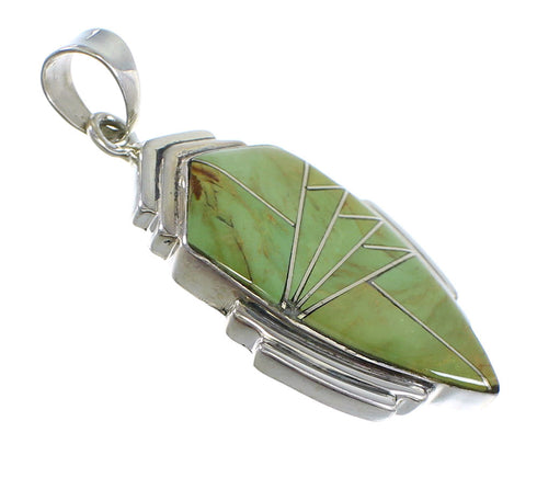 Turquoise Inlay And Genuine Sterling Silver Southwestern Pendant VX55316