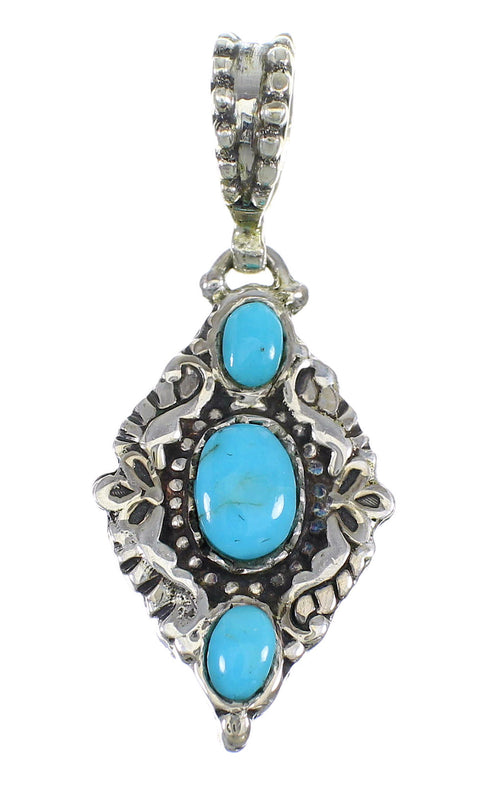 Turquoise And Authentic Sterling Silver Reversible Pendant Southwest VX55362