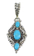Turquoise And Authentic Sterling Silver Reversible Pendant Southwest VX55362