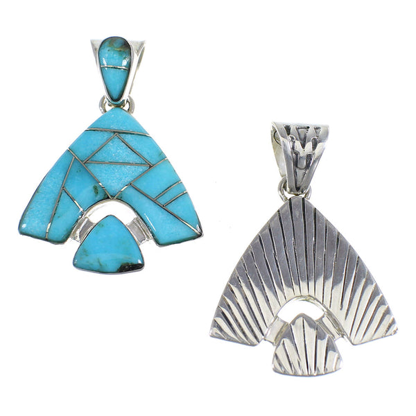 Sterling Silver And Turquoise Reversible Slide Pendant Jewelry