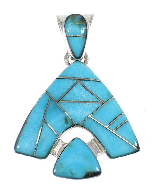 Sterling Silver And Turquoise Reversible Slide Pendant Jewelry