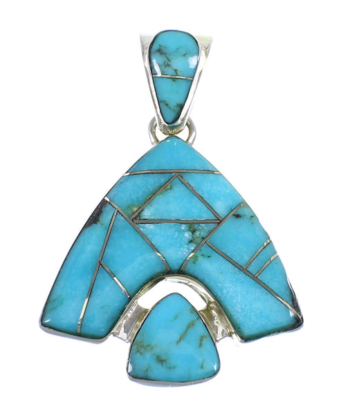 Genuine Sterling Silver And Turquoise Reversible Slide Pendant Jewelry VX55386