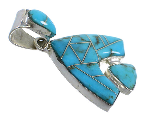 Southwest Sterling Silver And Turquoise Reversible Slide Pendant Jewelry VX55389